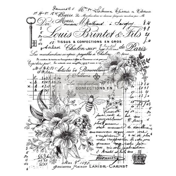 Re Design by Prima Transfer Sticker Lovely Ledger 24x31" Flower Insect Sketch - Picture 1 of 2